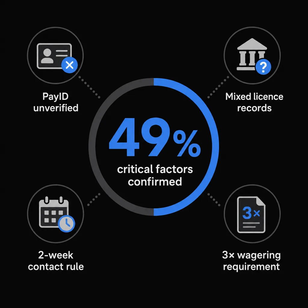Chart showing 49 percent evidence confirmation across critical factors