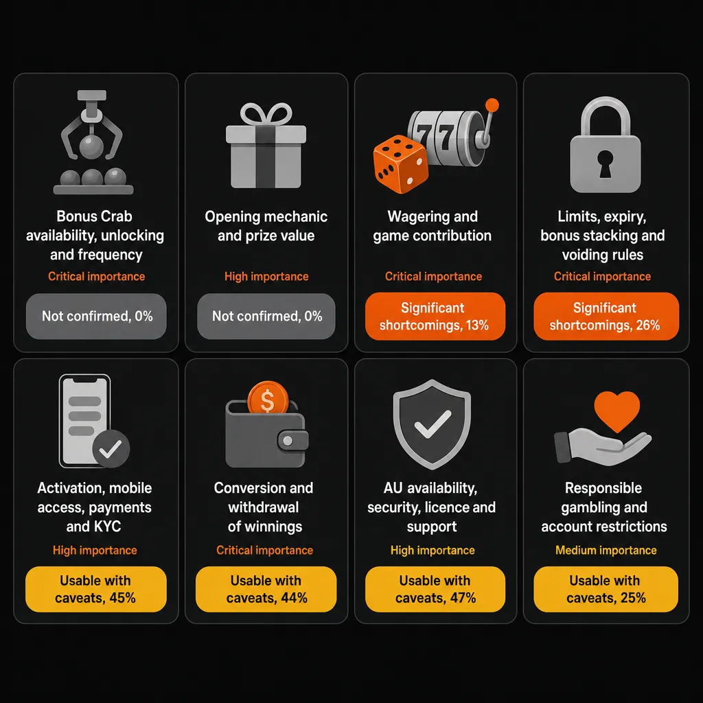 Full visual overview of all eight decision factors and statuses