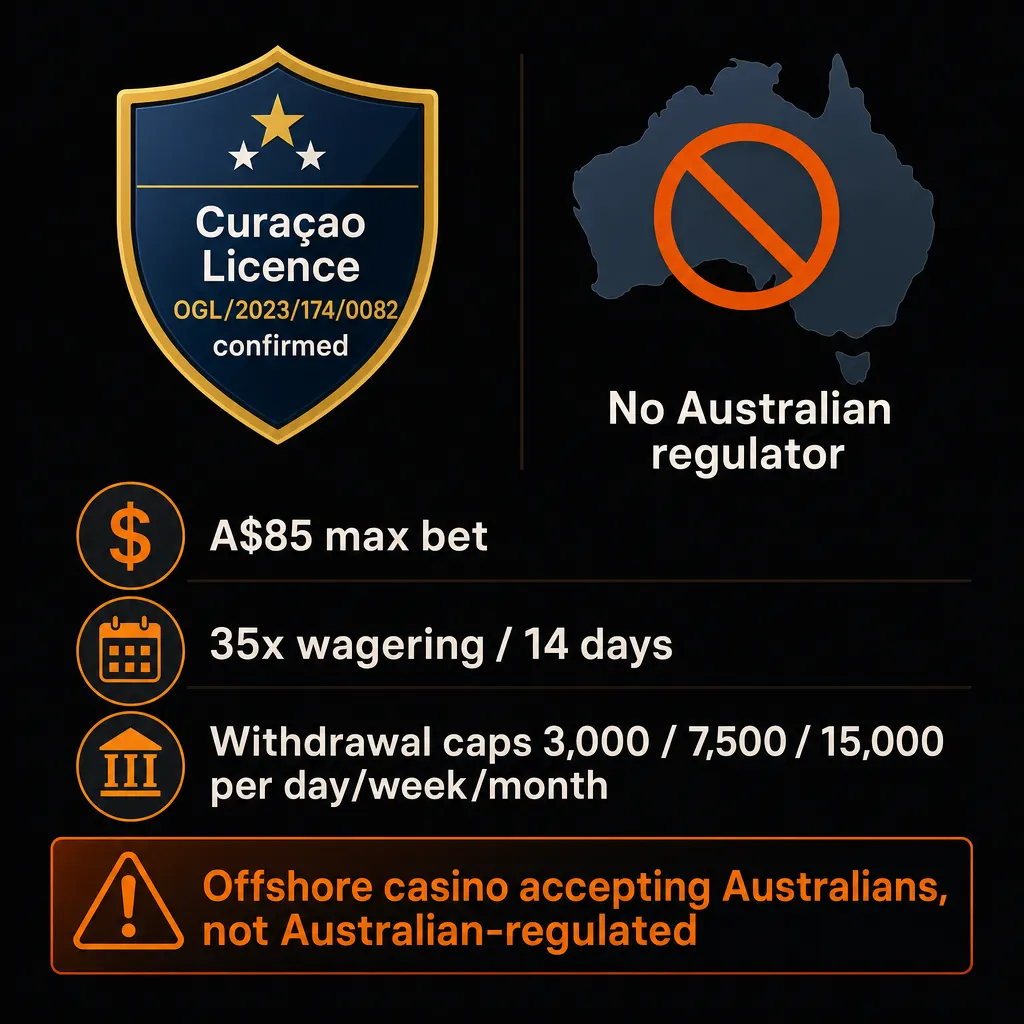 LevelUp Casino licensed offshore but not Australian-regulated