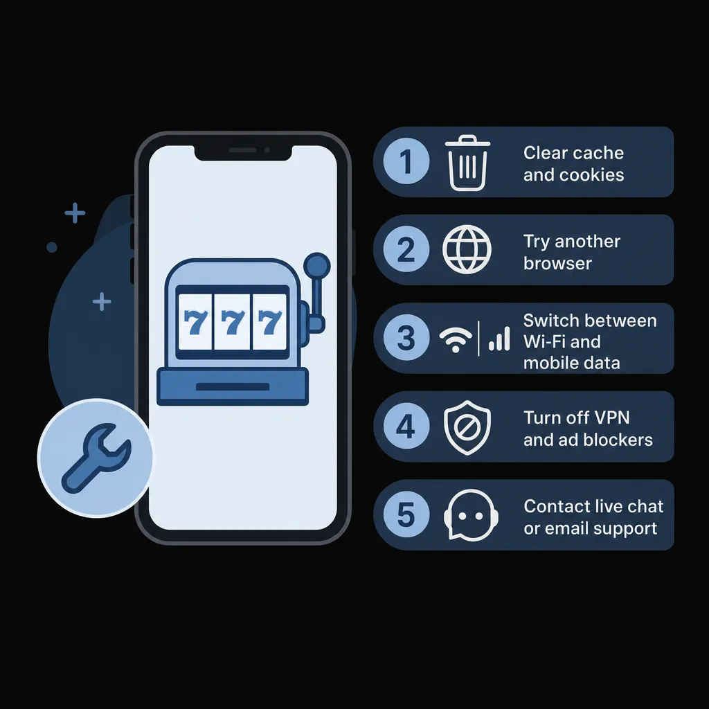 Mobile pokies troubleshooting checklist steps