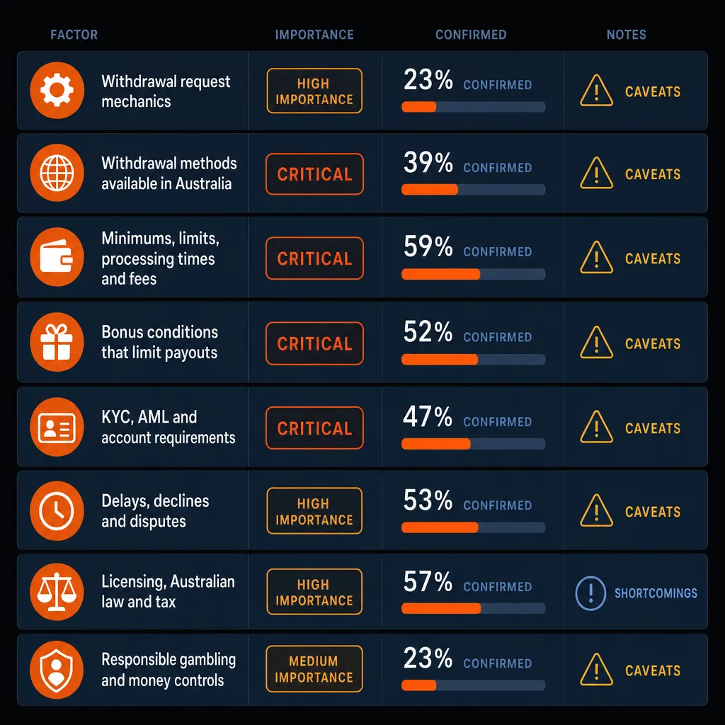 Overview infographic of all eight LevelUp withdrawal decision factors