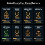 Review and Player Feedback Overview infographic of eight LevelUp Casino trust-check factors