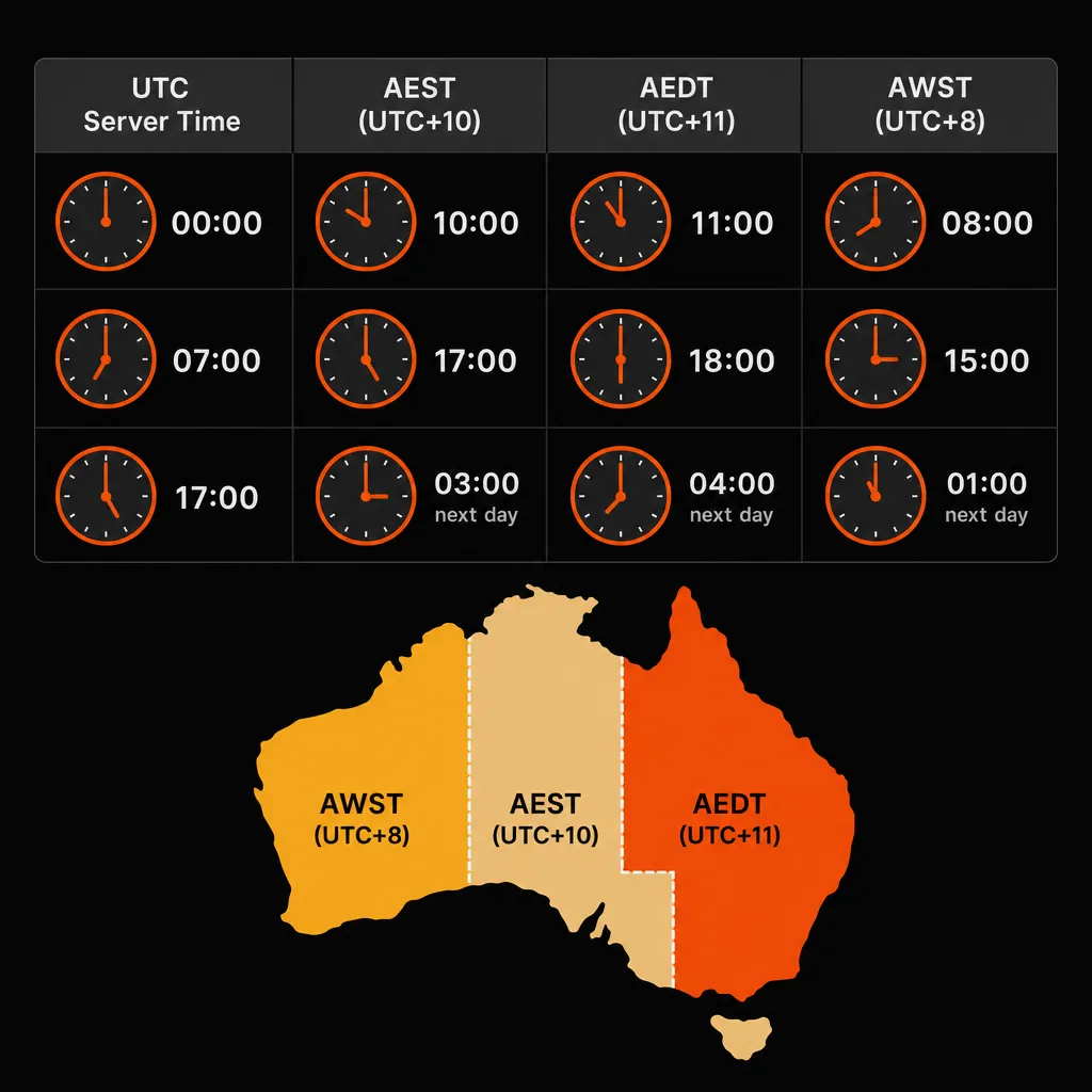 UTC to Australian time zone conversion for promotion windows