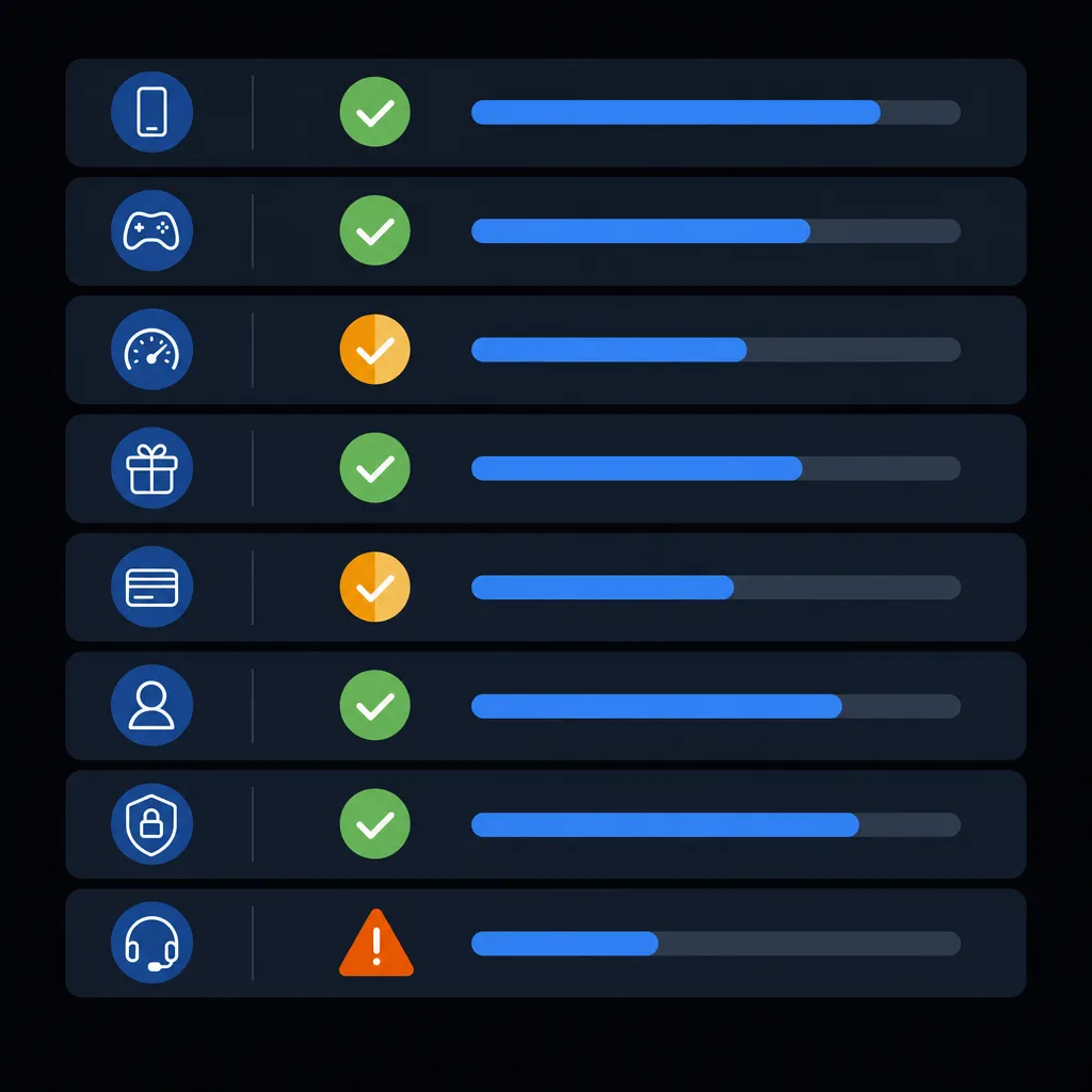Visual summary of all mobile decision factors and statuses